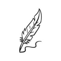 écriture stylo plume contour dessiné à la main doodle icône. croquis, vecteur, illustration, de, écriture, plume, isolé, blanc, fond vecteur