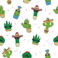 un joli cactus mexicain avec une moustache et un sombrero vecteur