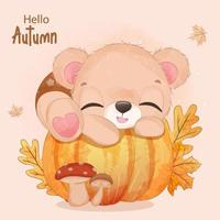 illustration de petit ours série automne vecteur