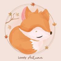 illustration de petit renard série automne vecteur