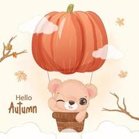 illustration de petit ours série automne vecteur