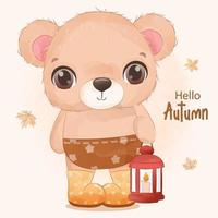 illustration de petit ours série automne vecteur