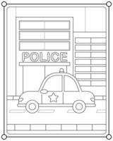 voiture de police adaptée à l'illustration vectorielle de la page de coloriage pour enfants vecteur