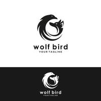 mobilewolf ou visage de lion et icône d'oiseau vecteur