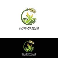 création de logo vectoriel pour l'agriculture, l'agronomie, la culture du blé, les champs agricoles ruraux, la récolte naturelle