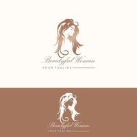 coiffure courte icône femme illustration, visage femme logo sur fond blanc, vecteur