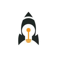 conception de journal de vecteur d'ampoule de fusée. création de logo d'ampoule d'ampoule de lancement de fusée.
