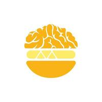 modèle de conception de logo vectoriel de cerveau de hamburger. création de logo de café de restauration rapide.