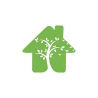 création de logo de maison dans les arbres. société et entreprise de logo de maison dans les arbres minimales. modèle de conception de vecteur de maison écologique.