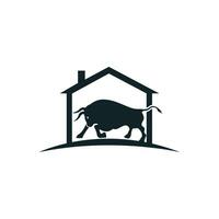 création de logo vectoriel de maison de taureau.