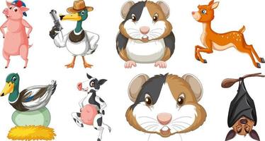 ensemble de divers personnages de dessins animés d'animaux vecteur