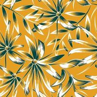 feuilles de bambou abstrait orange vert motif sans couture avec plantes tropicales et feuillage sur fond clair. conception de modèles pour textiles, intérieur, vêtements, papier peint. art botanique. été exotique vecteur