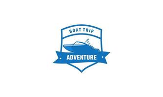 bateau d'aventure, voilier et modèle vectoriel de conception de logo de voyage en bateau