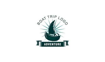 bateau d'aventure, voilier et modèle vectoriel de conception de logo de voyage en bateau