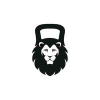 conception de modèle de logo de lion de gym. illustration d'insigne de salle de fitness. vecteur