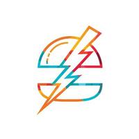 création de logo vectoriel flash burger. logo icône burger et orage.