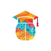 conception d'icônes de cerveau et de graduation cap. création de logos éducatifs et institutionnels. vecteur