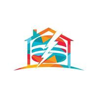 création de logo vectoriel flash burger. burger avec orage et logo icône maison.