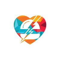 création de logo vectoriel flash burger. burger avec orage et logo d'icône de coeur.