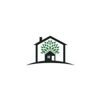 logo illustratif de cabane dans les arbres pour les entreprises liées à la protection de l'environnement. modèle de conception de vecteur de maison écologique.