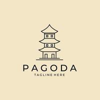 pagode logo icône dessin au trait vecteur conception