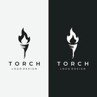 création de modèle de logo de torche liberté minimaliste. torche de forme simple. élégante lettre t, feu et pilier. vecteur