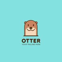 simple animal mignon castor ou tête de loutre logo icône illustration symbole vecteur