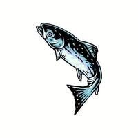 illustration vectorielle de poisson saumon et style de ligne dessinée avec couleur numérique vecteur