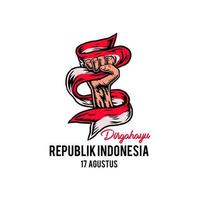 17 août, indonésie joyeuse fête de l'indépendance, symbole de l'esprit de liberté, style de trait dessiné à la main avec couleur numérique, illustration vectorielle vecteur