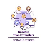 pas plus de deux icônes de concept de transferts. illustration de la ligne mince de l'idée abstraite du service de mobilité du bâtiment. dessin de contour isolé. trait modifiable. vecteur