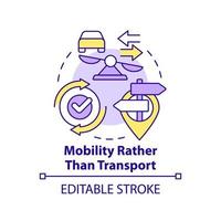 icône de concept de mobilité plutôt que de transport. maas concept composant idée abstraite illustration de la ligne mince. dessin de contour isolé. trait modifiable. vecteur