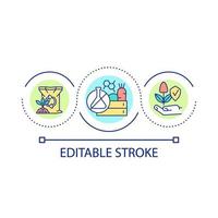 engrais organiques et naturels pour l'icône de concept de boucle de plantes. booster de croissance. complète l'illustration de la ligne mince de l'idée abstraite. dessin de contour isolé. trait modifiable. vecteur