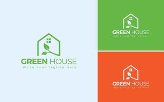 concept de modèle de conception de logo immobilier vert pour congé vecteur