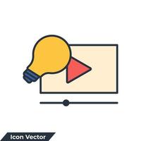 illustration vectorielle du logo de l'icône du didacticiel vidéo. ampoule avec modèle de symbole de lecteur vidéo pour la collection de conception graphique et web vecteur