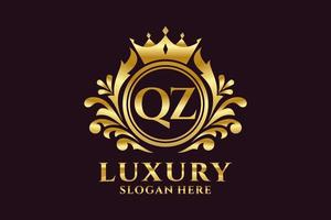 modèle initial de logo de luxe royal de lettre qz dans l'art vectoriel pour des projets de marque luxueux et d'autres illustrations vectorielles.