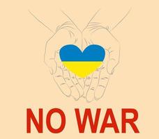 aider l'ukraine. mains couleurs nationales ukrainiennes. lettrage de concept créatif anti-guerre vecteur