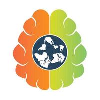 modèle de logo vectoriel cerveau mondial. conception de vecteur de logo de cerveau global.