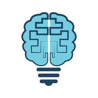 création de logo ampoule et cerveau. icône de vecteur de cerveau d'idée d'ampoule créative.