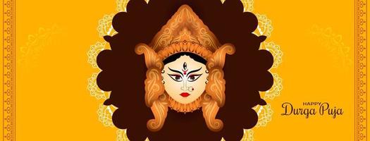 durga puja et conception de bannière de mythologie du festival de la déesse navratri heureuse vecteur