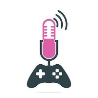contrôleur de jeu et modèle de conception de logo de podcast. conception de concept de vecteur de podcast de manette de jeu.