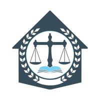 création de logo de maison de droit. logo du droit de la propriété, symbole de l'immobilier et du droit. vecteur