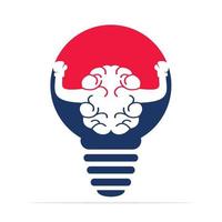 conception de concept de logo de cerveau de boxe de lampe d'ampoule. conception de vecteur de logo de cerveau de boxe technique.