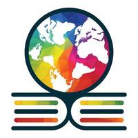 concept de logo d'éducation avec icône de livre et globe. logo de l'éducation internationale avec globe et signe de livre. vecteur