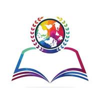 création de logo d'insigne d'éducation. modèle de logo de conception d'éducation de livre global. vecteur