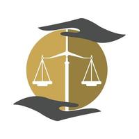 modèle de conception de logo de soins juridiques. création de logo d'équilibre liée à l'avocat, au cabinet d'avocats ou aux avocats. vecteur