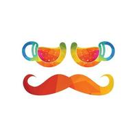 conception de vecteur de logo de café de chef de moustache. le chef porte la conception de concept de lunettes de tasse de café.