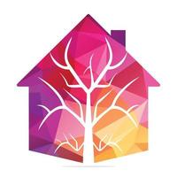 conception de modèle de vecteur de maison de plante. illustration du logo de l'arbre de la maison.