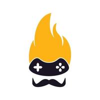 logo de jeu avec moustache. conception de vecteur de mascotte de jeu.