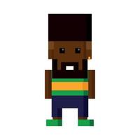homme afro pixel 8 bits vecteur