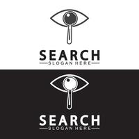 logo de recherche avec loupe et vecteur d'icône de symbole d'oeil